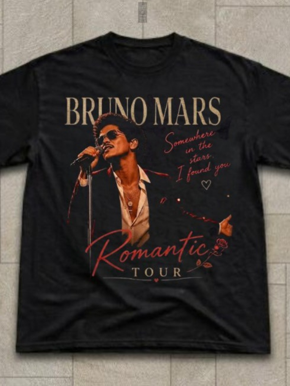 Gildan Black Bruno Mars 'Romantic Tour' Graphic Tee